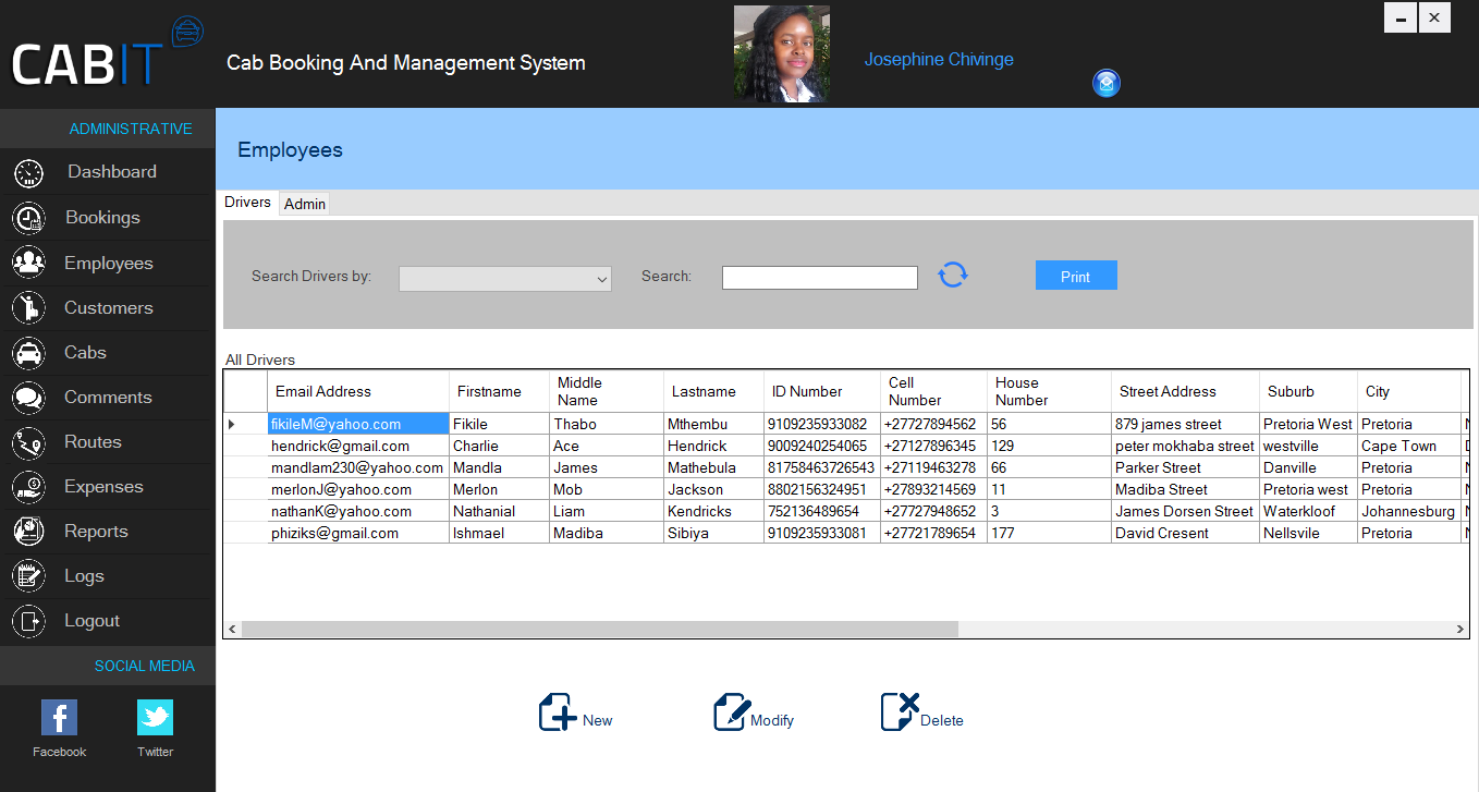 Employees - Drivers Page